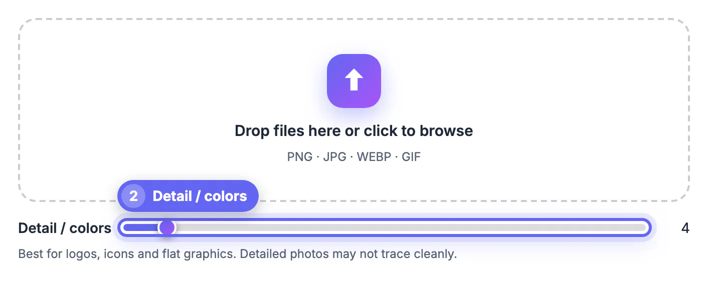 Detail / colors slider outlined and set to 4