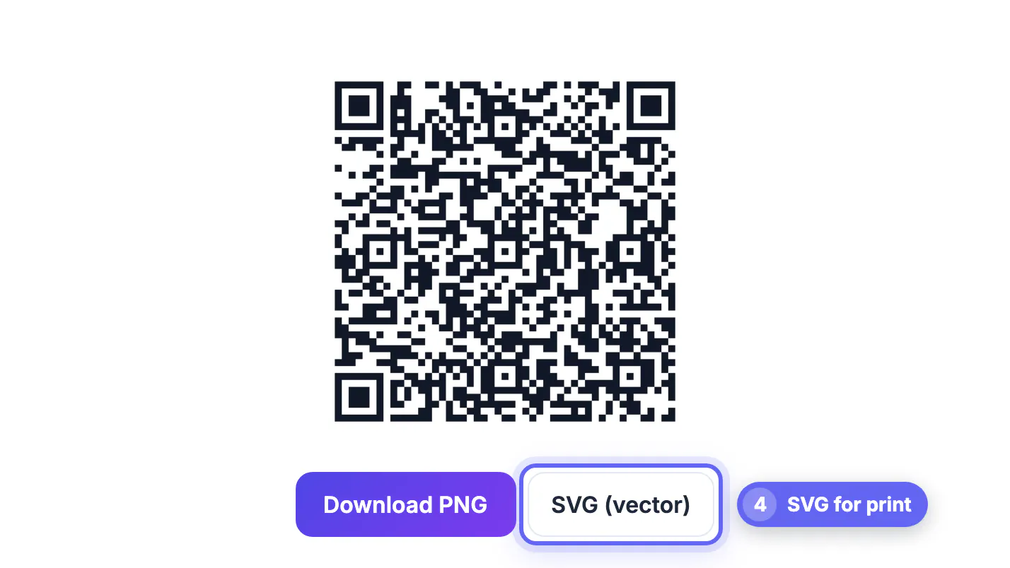 Compact contact QR code for Elena Marsh with the SVG (vector) download button highlighted for the printer