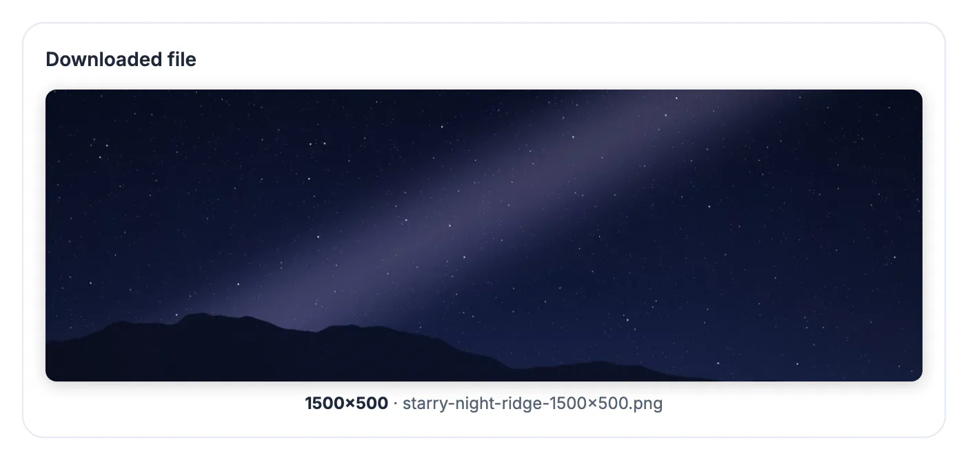 Wide 1500×500 X header of the starry night ridge, a 3:1 band cut from the middle of the photo