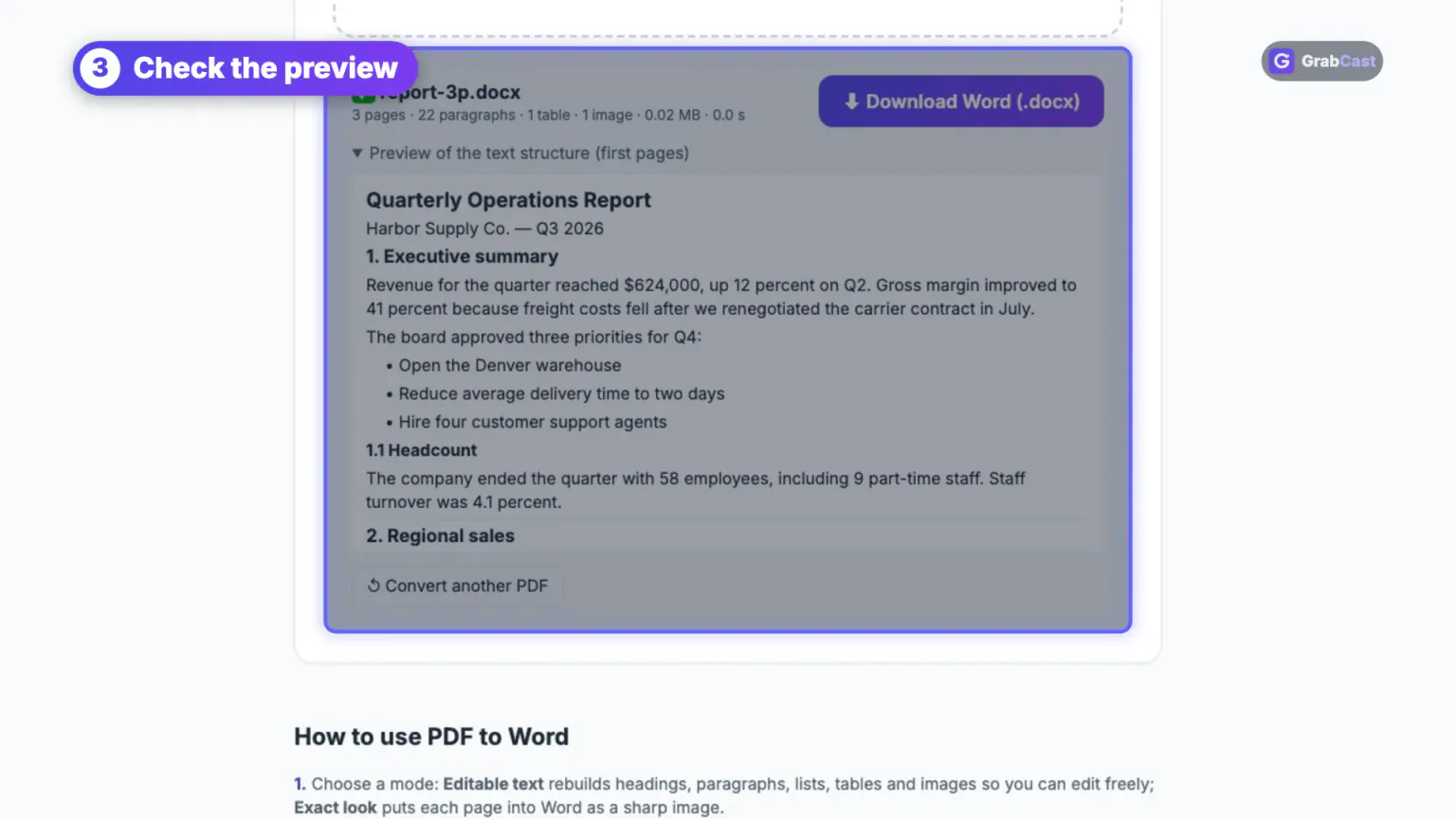 How to convert PDF to Word video tutorial preview